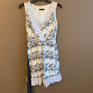 Navy & White Patterned Dress